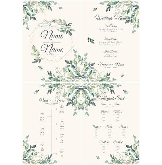 Elegant Leaves Custom Wedding Boards Set