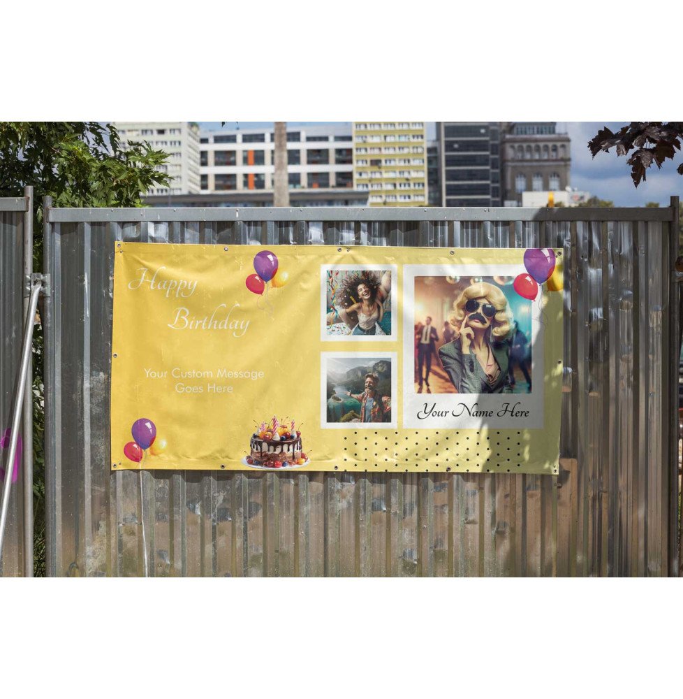 Custom Birthday PVC Banner with Name & Photos