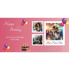 Custom Birthday PVC Banner with Name & Photos
