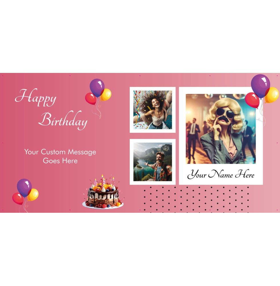 Custom Birthday PVC Banner with Name & Photos