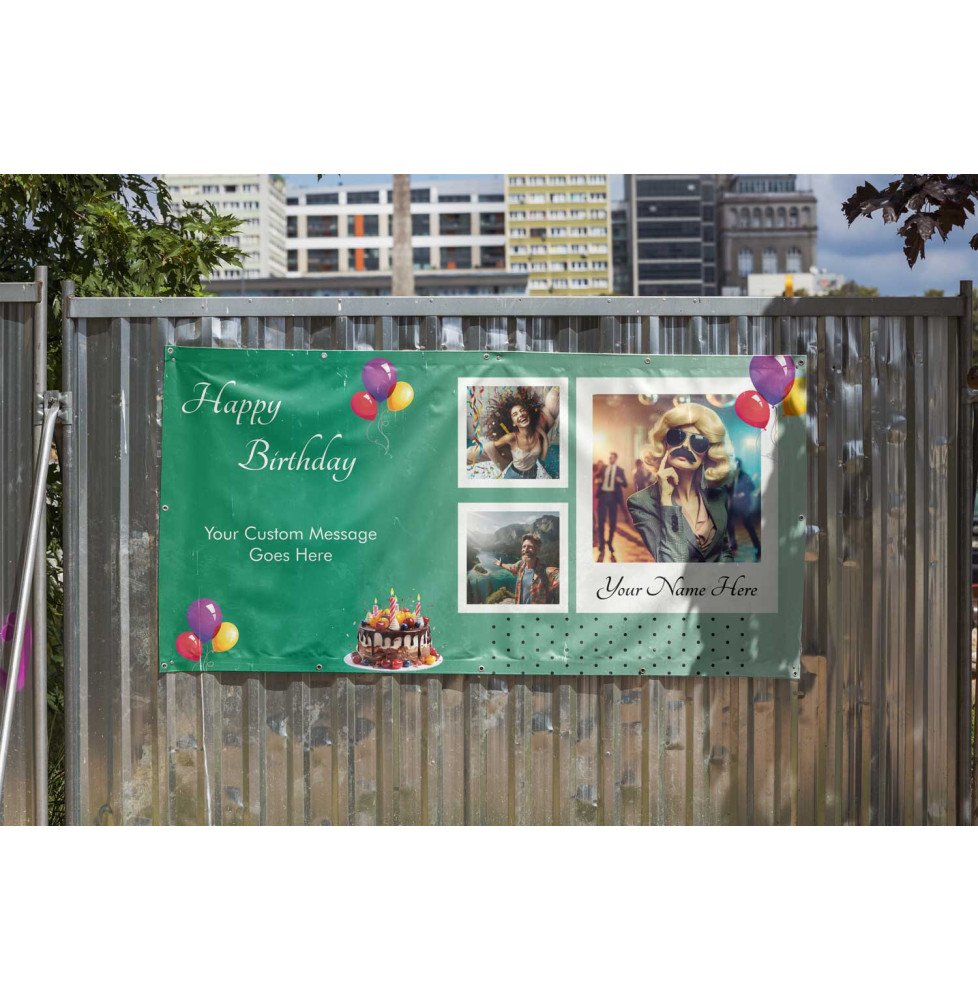 Custom Birthday PVC Banner with Name & Photos