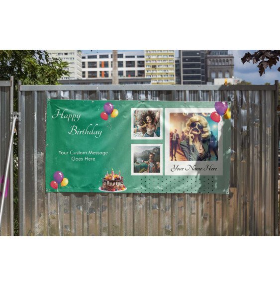 Custom Birthday PVC Banner with Name & Photos