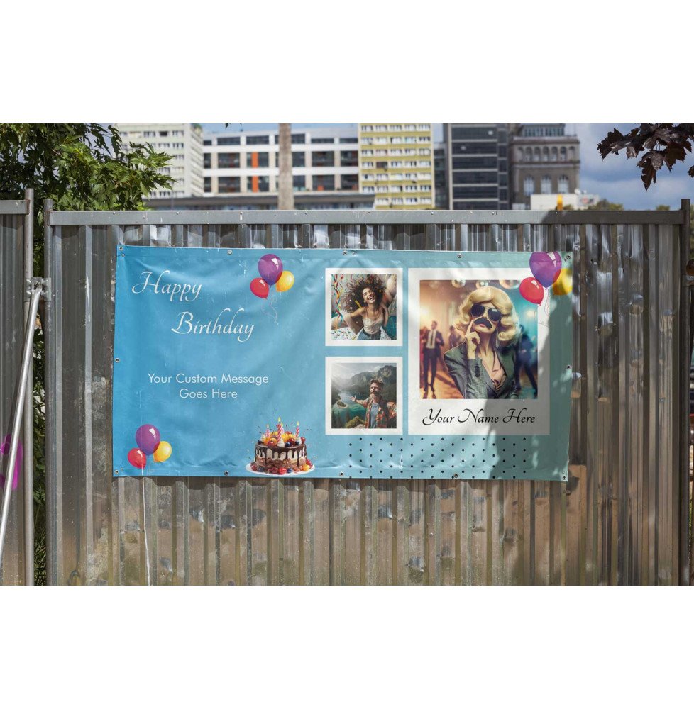 Custom Birthday PVC Banner with Name & Photos